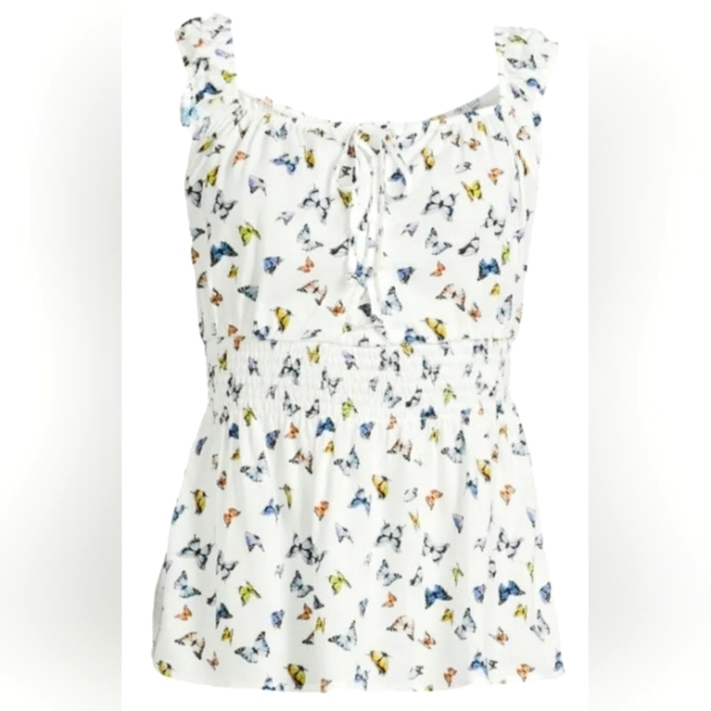 No Boundaries Butterfly Print White Top